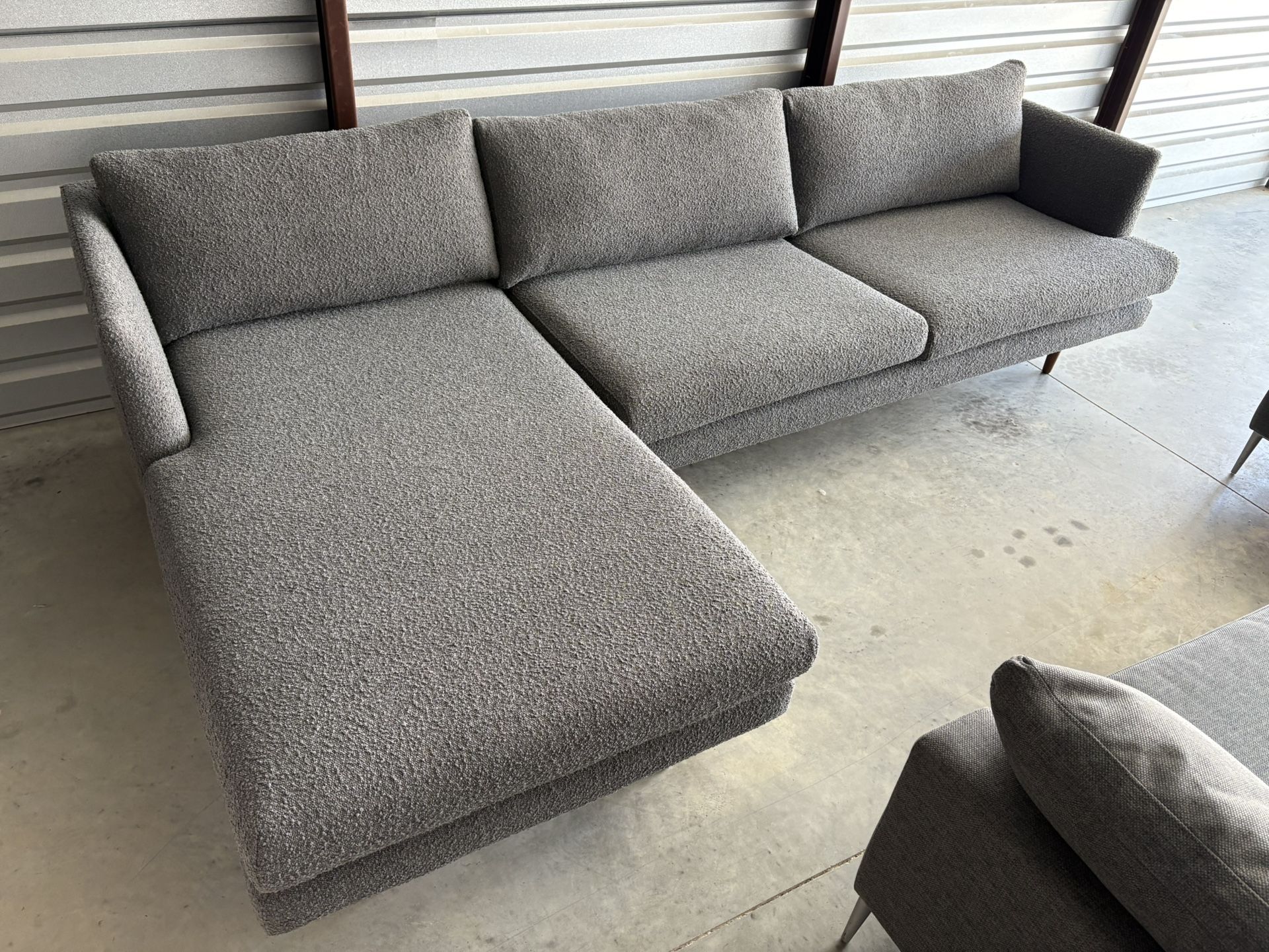 Grey Boucle Chaise Sectional Sofa