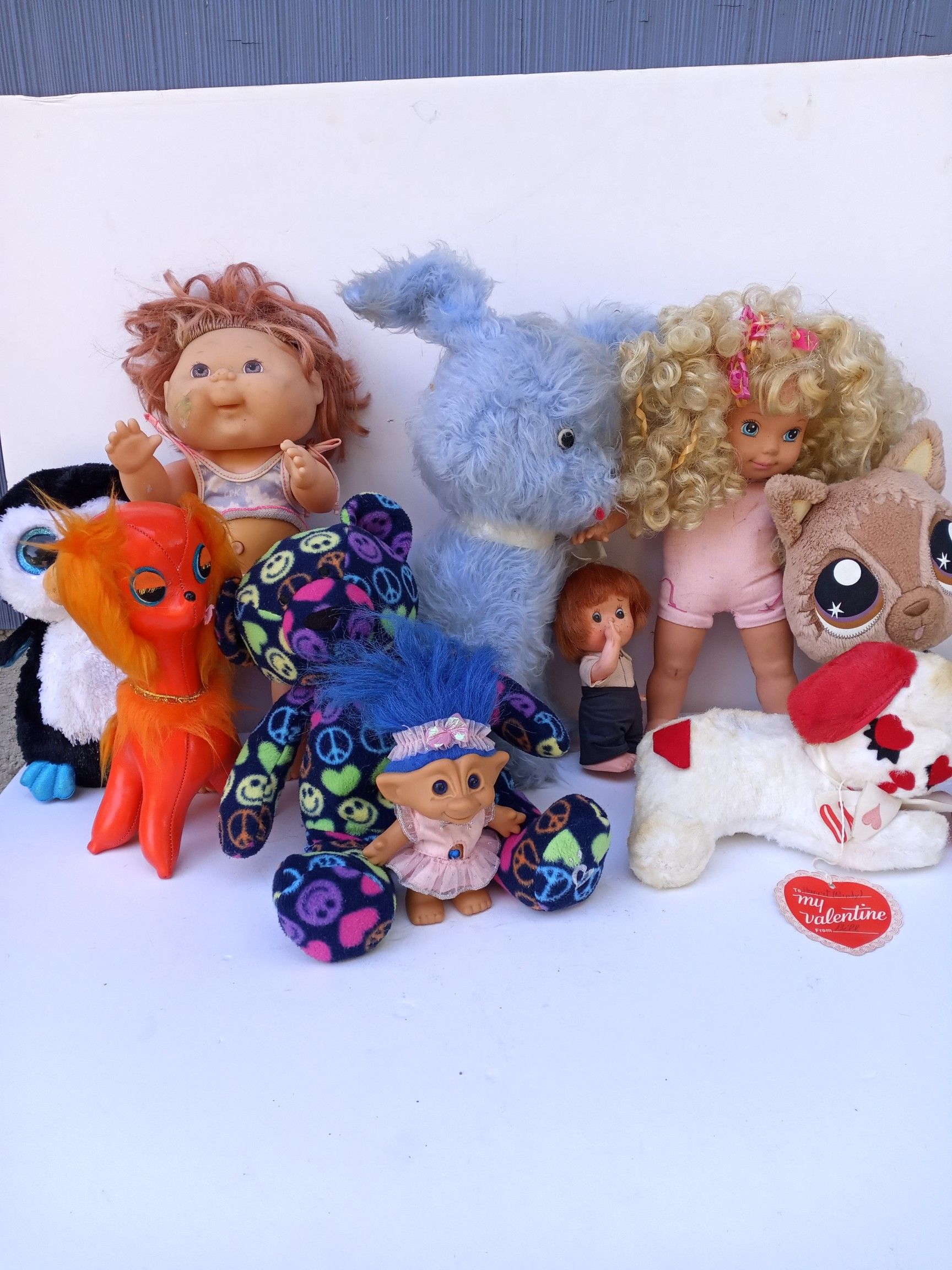Vintage plush animals and dolls