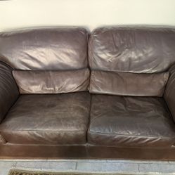 Natuzzi Brown Leather Loveseat