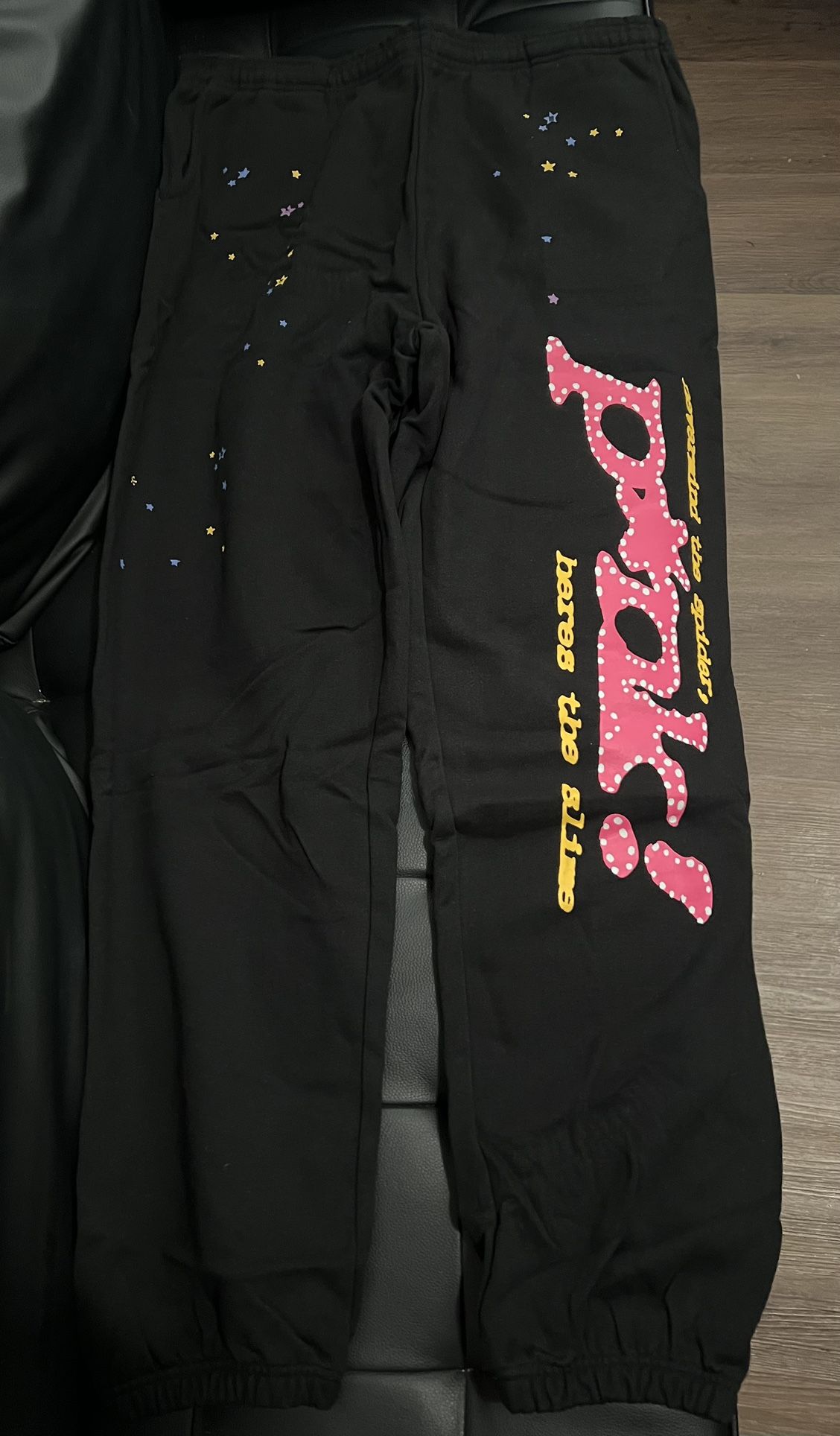 Sp5der Black and Pink Sweatpants Size XL