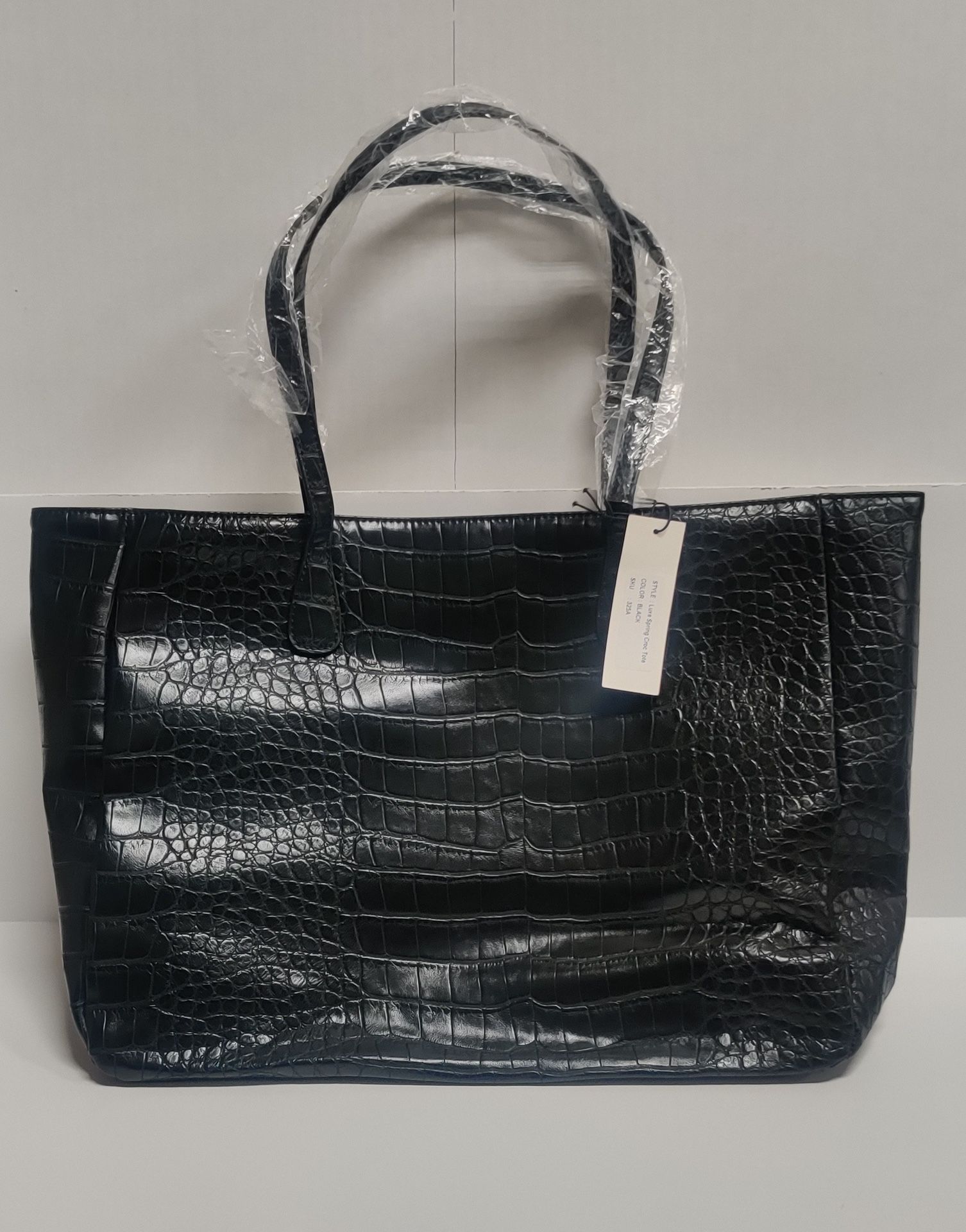 Sadie London Luxe Spring Croc Tote Bag (Black)