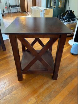 (2) Dark Wood X-Frame End Table