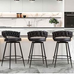 28 '' 360° Swivel Barstools Counter Bar Stools Set of 3. Black