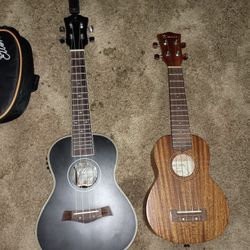 Two Ukuleles With Small Amp (1 Electric, 1 Acoustic)