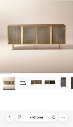 CB2 Trace 71” CB2  Gold Mesh & Grey Cabinet