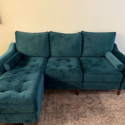 Teal Loveseat With Ottoman 