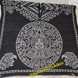 New Aztec Calendar Poncho Gaban Thick Like A Blanket