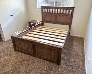 Queen Solid Wood Bed Frame $400