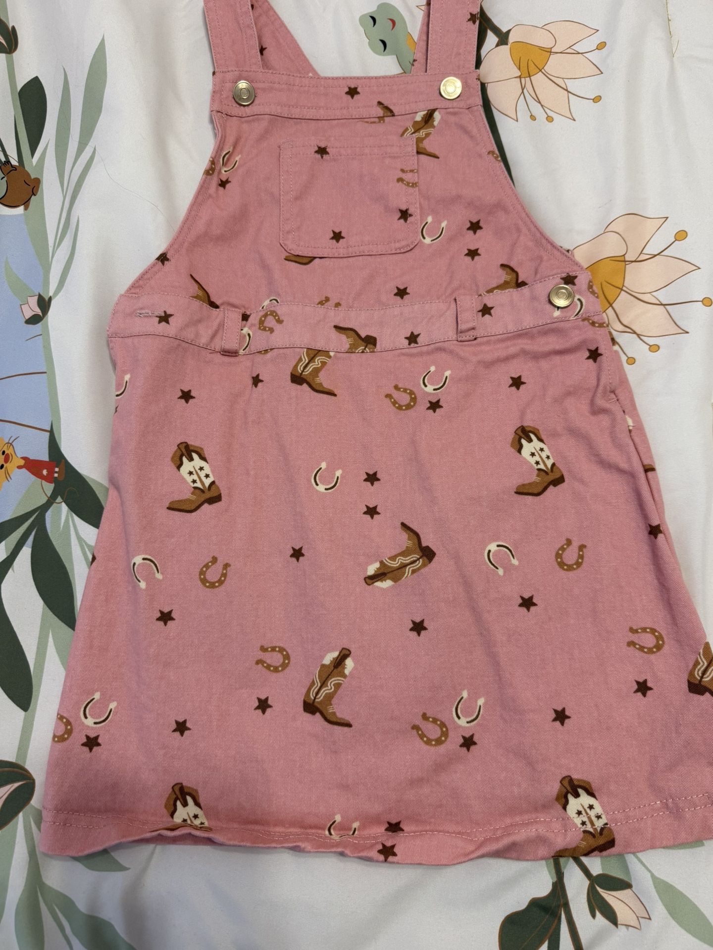 Cute Pink Cowgirl Overalls Dress Girls Size 5