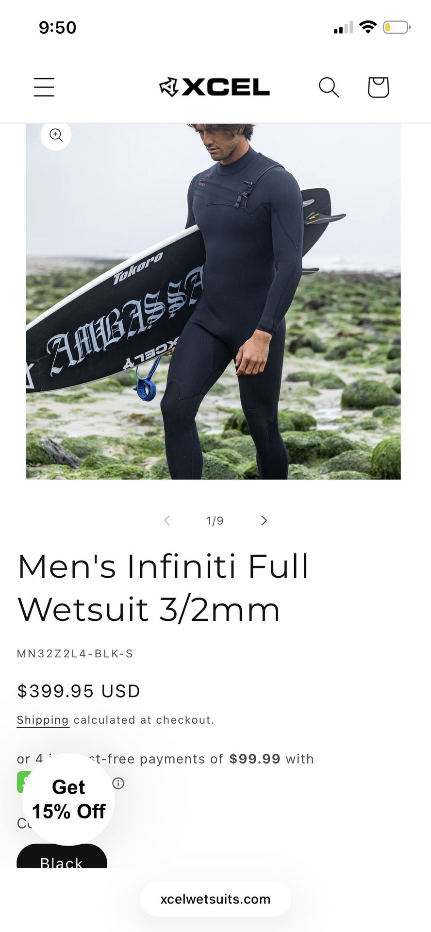xcel mens inifiti wetsuit size xl