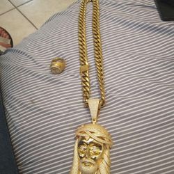 Cuban Link Gosteel Cover With Charm And Ring