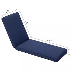 42-in x 21.7-in 2 -Piece Dark Blue Patio chaise lounge chair cushion