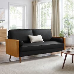 2Pcs Vegan Leather Sofa and love seat in Walnut black (MO) $999 FREE LOCAL DELIVERY  