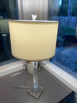 Crystal Column Table Lamp with Drum Shade