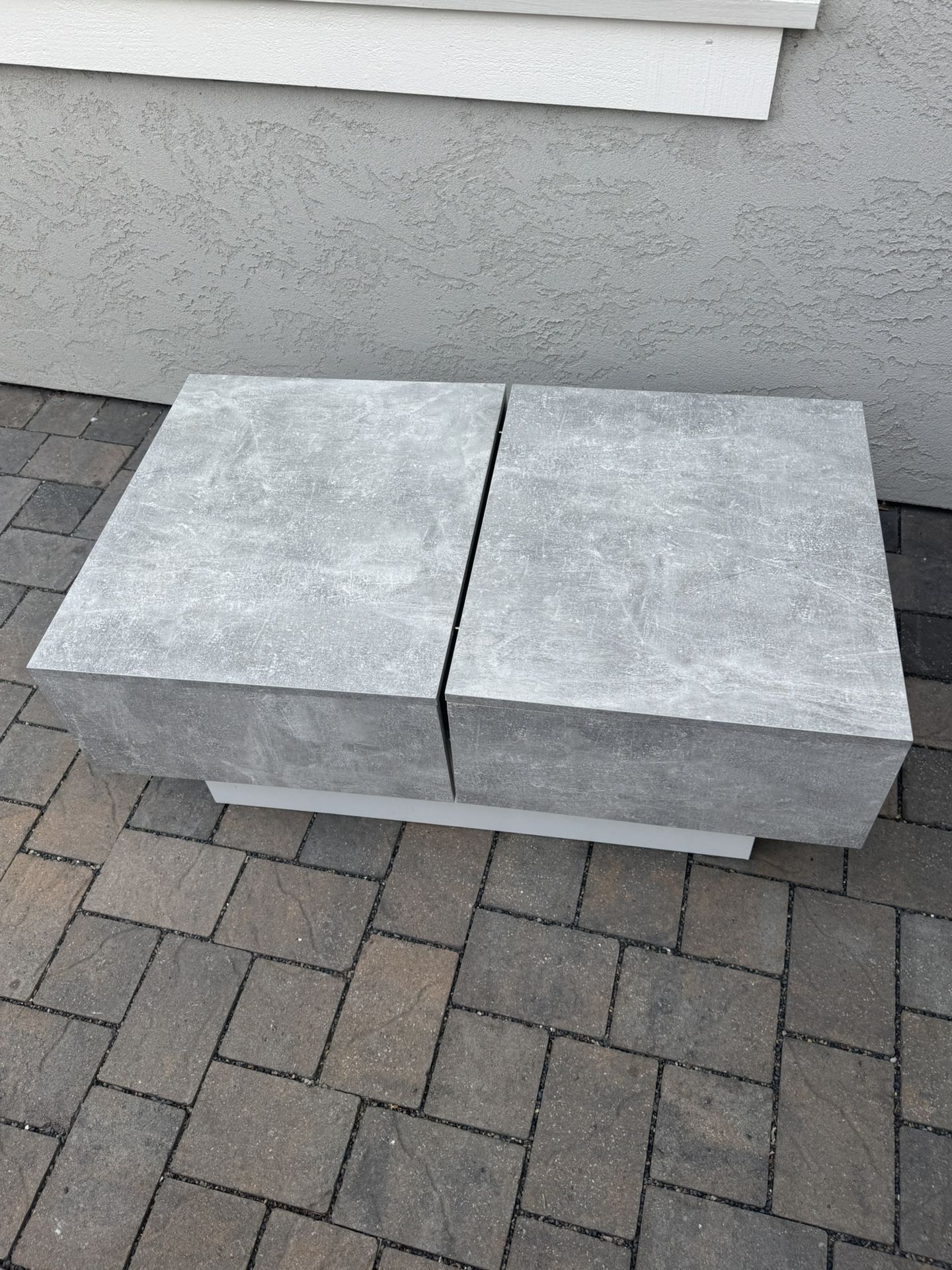 Modern Concrete-Style Coffee Table with Hidden Storage