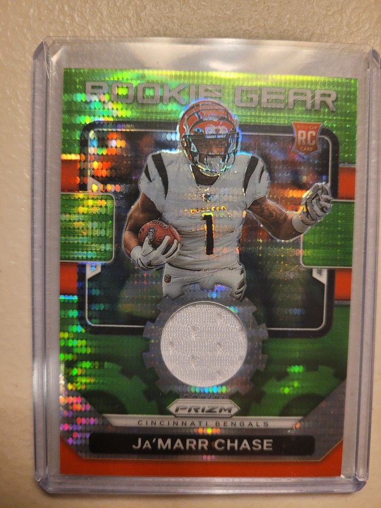 2021 Panini Neon Green Pulsar Prizm Patch, " Ja'Marr Chase.