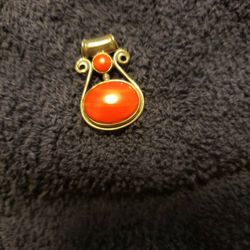 Silver Pendant W/ Red Stone
