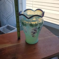 Fenton Pale Green Floral Vase