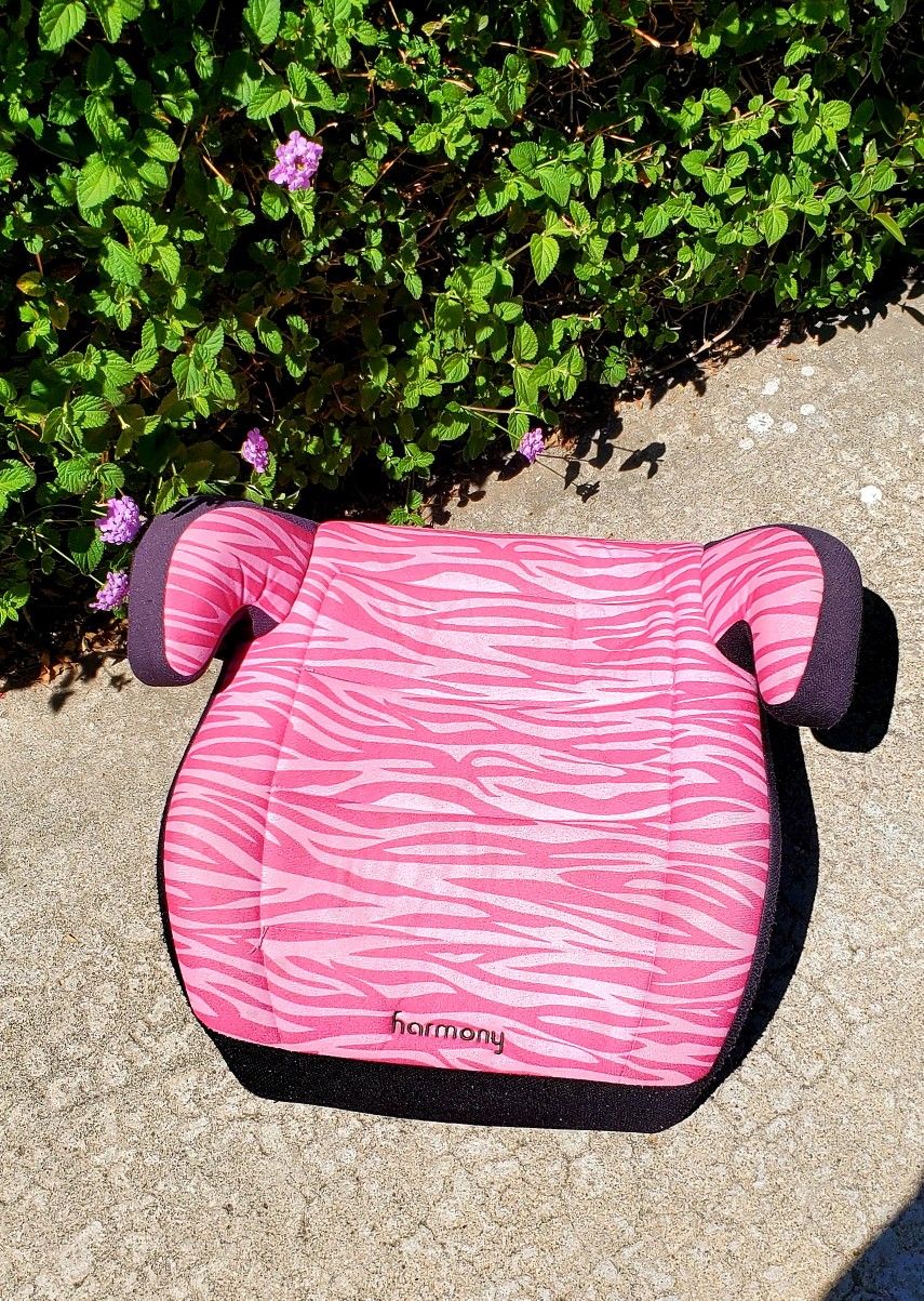 Harmony Pink Zebra Booster Carseat..Great Condition