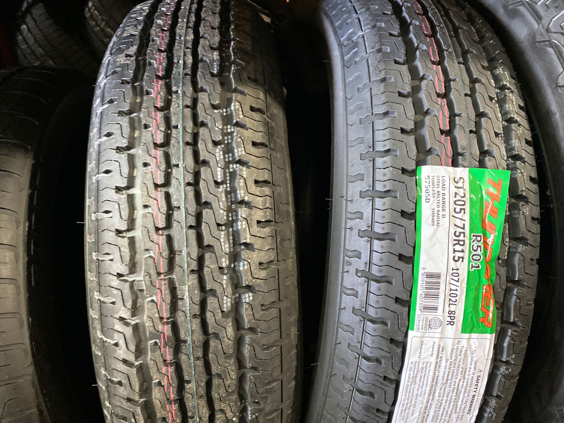 15” 2 new trailer tires ST205/75R15 8 ply