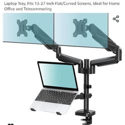 2 Monitor Mount With Laptop Stand