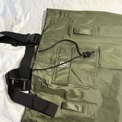 TIDEWE Bootfoot Chest Wader, 2-Ply Nylon/PVC Waterproof Fishing Hunting Waders with Boot Hanger for Men Women Green Brown