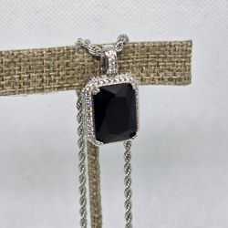 .925 moissanite pendant black stone
