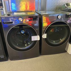 LG FRONT LOAD BLACK WASHER AND DRYER 