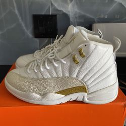 Size 10 -  Jordan 12 OvO (white) STAMPLES 