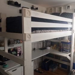 Beautiful Bedroom Loft With Integrated Shelves, Desk & Cabinet