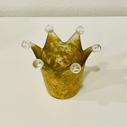 Glass & Gold Leaf Votive Candle Holder 