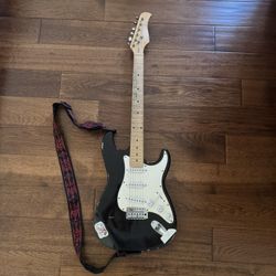 Electric Guitar Strat Style With Strap