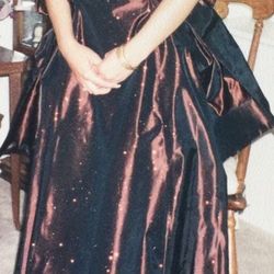Jessica McClintock dress size 4 chocolate brown shimmery with rhinestones and Shawl strapless prom dress evening gown