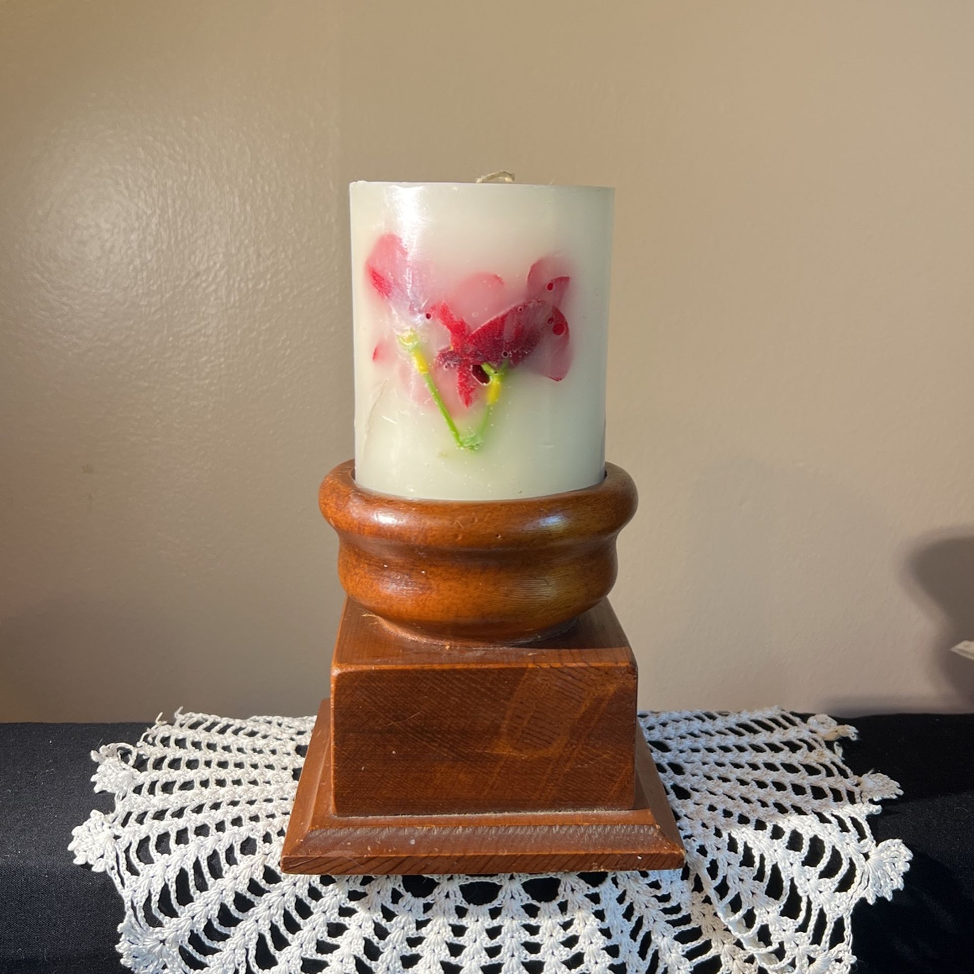 Wooden Pillar Candle Holder
