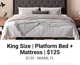 King Size | Platform Bed + Mattress | $125