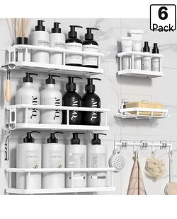 YASONIC Shower Caddy Adhesive, Rustproof Shower Shelves for Inside Shower
Large Capacity Shower Organizer, 6 Pack Bathroom Accessories with Soap Holde