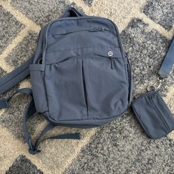 Iris and Rainbow mini ash blue backpack and wallet