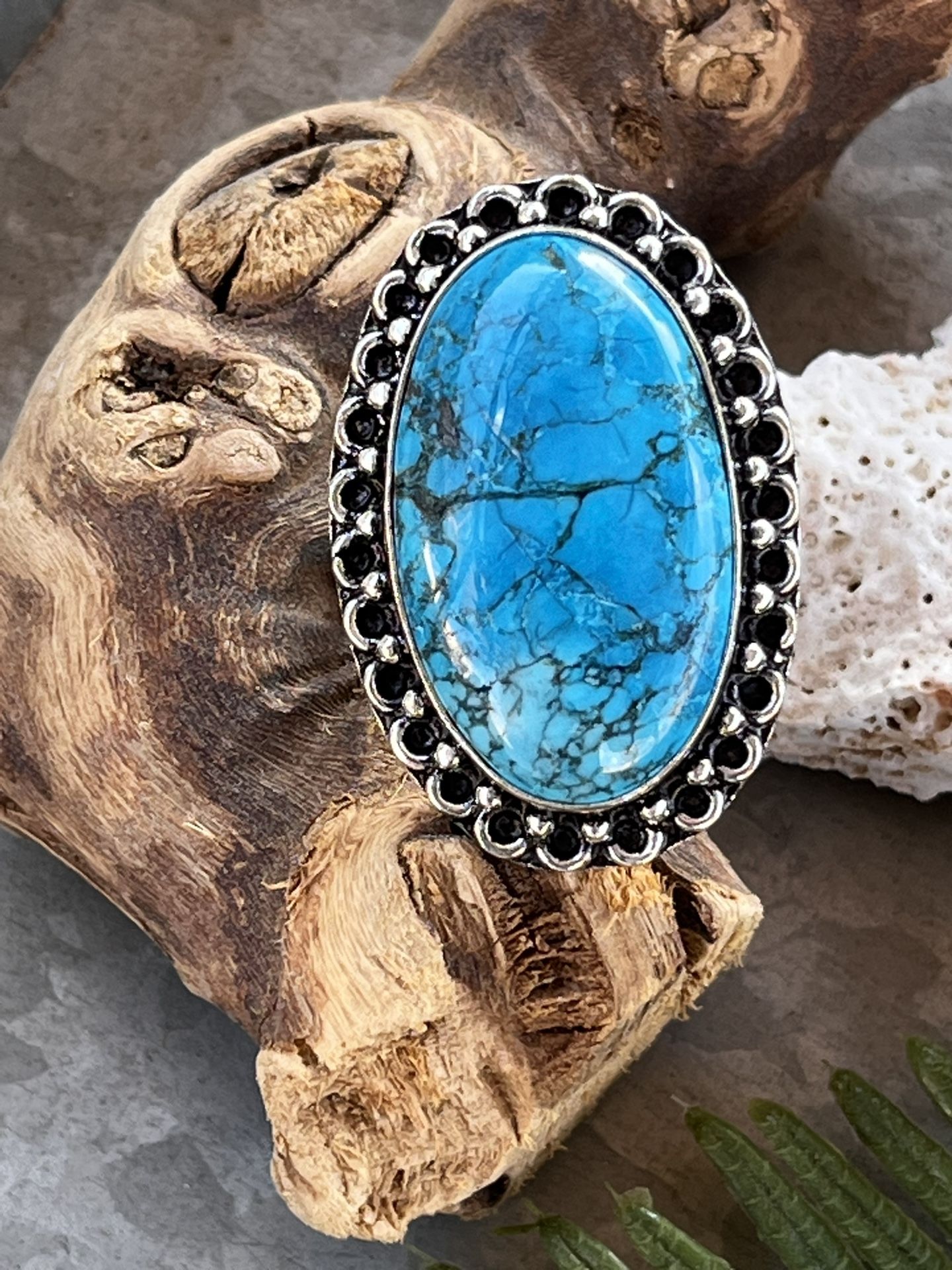 Handcrafted Natural Turquoise 925 Silver Ring Sz 7.5