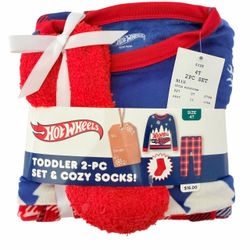 New Hot Wheels Christmas Pajama Set with Socks Size 4T