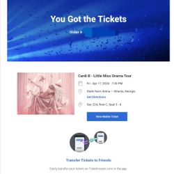 CARDI B - LITTLE MISS DRAMA TOUR ATL 4/17 - 2 Tickets