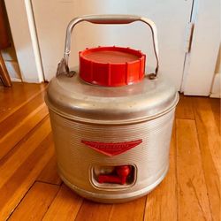 Vintage galvanized metal Featherlite metal water jug cooler