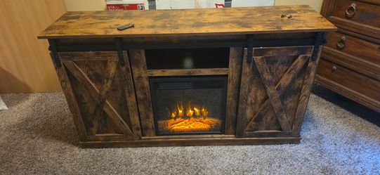 Farmhouse tv stand with fireplace