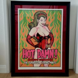 ORIGINAL - COOP - ALTOIDS - HOT DAMN! - FRAMED LITHOGRAPH POSTER - POP ART