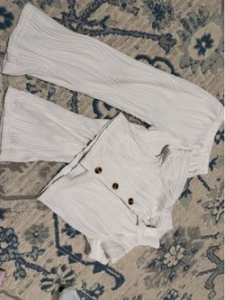 Toddler Girls White Ribbed 2-Piece Matching Set