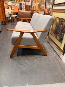 Mid-Century Modern Gray Sofa | Walnut Wood Frame | 73” Wide | Only $660 🔥