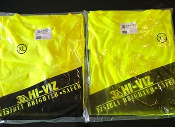 2- 3A Safety Groups Inc. Hi-Viz T-Shirts Size XL
