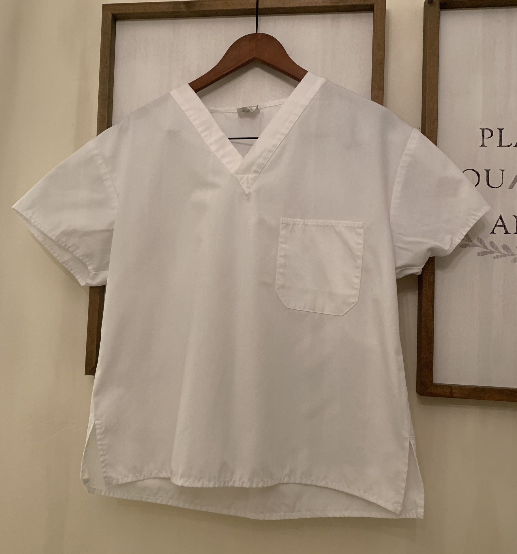 White scrub top