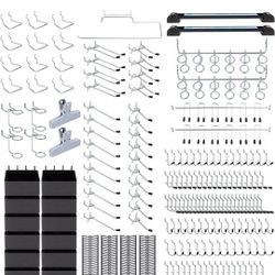 MSLANE 283PCS Metal Pegboard Hooks Organizer Kit for Organizing Various Tools - Heavy Duty 1/4" & 1/8" Pegboard Accessories