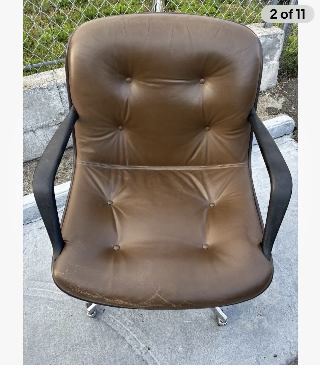 Vintage Mid-Century Steelcase model 452 swivel chair vinyl faux leather 1985