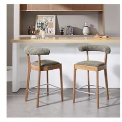 Modern Bar Stools Set of 4 for Kitchen Island, 27" Wooden Frame